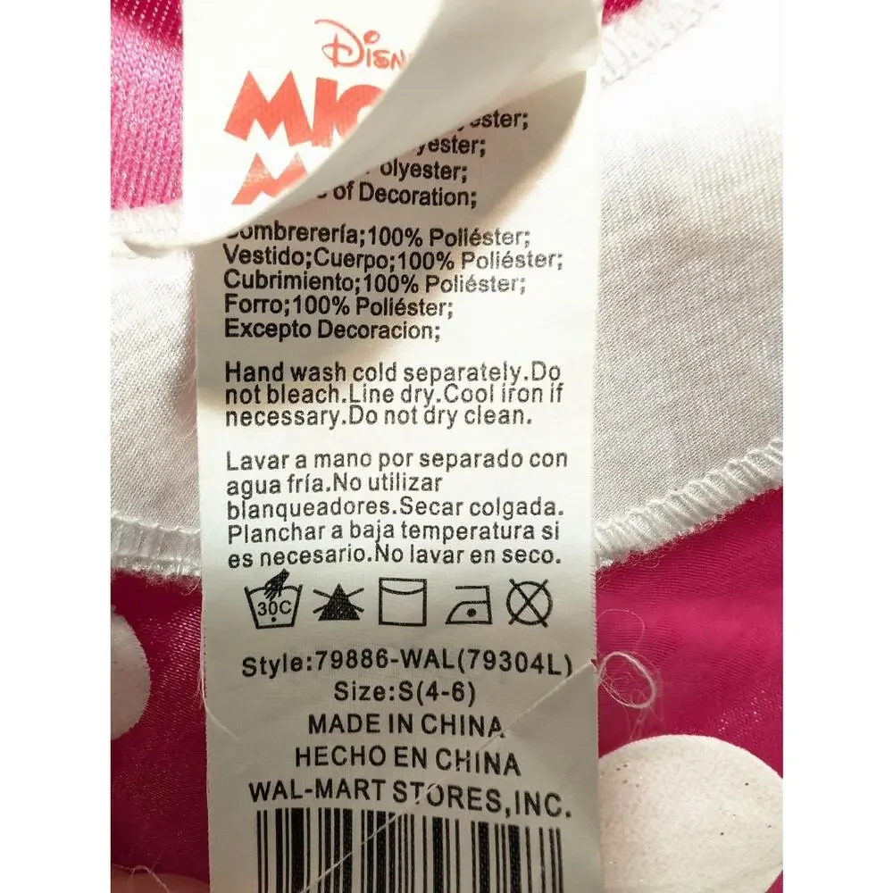 Disney Store Minnie Mouse Pink White Princess Dress Halloween Costume Size S 4-6 - Picture 7 of 11